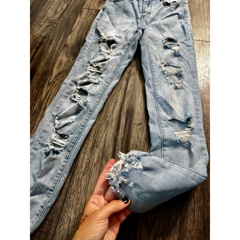 Rue 21 Size 0 High Rise Ankle Jeggings Light Wash Holy Jeans - Picture 3 of 7